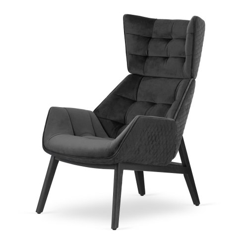 Fotel wypoczynkowy Vojens welur - fotel do sypialni i salonu, skandynawski design
