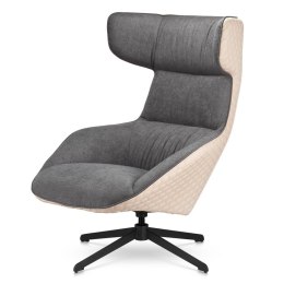 Stylowy fotel Atero velvet pepitka Ciemnoszary - nowoczesny obrotowy uszak do salonu