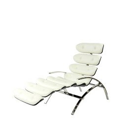 Ergonomiczny fotel Belluno leżanka - skóra naturalna, biały, komfortowy fotel do salonu i na taras