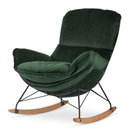 Fotel salonowy Berco na płozach bujany, butelkowy velvet - skandynawska elegancja i relaks premium