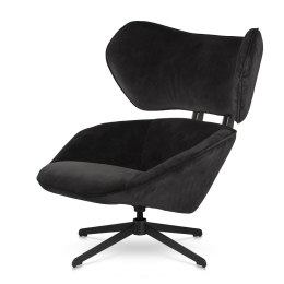 Fotel wypoczynkowy Bonucci velvet czarny - stylowy design z czarną podstawą