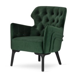 Fotel Chester velvet butelkowa zieleń - klasyczny pikowany fotel do salonu i gabinetu glamour