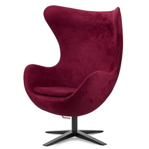 Fotel relaksacyjny Egg Jajo Velvet Treviso bordowy do salonu na czarnej podstawie