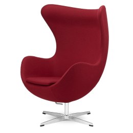 Fotel Egg Jajo Premium Ciemny Czerwony Kaszmir Treviso - obrotowy, bujany, srebrna podstawa