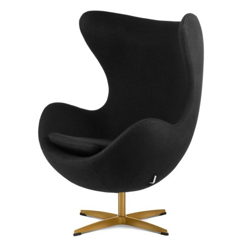 Fotel Egg Jajo Premium Kaszmir Treviso obrotowy z funkcją bujania Czarny Złota podstawa