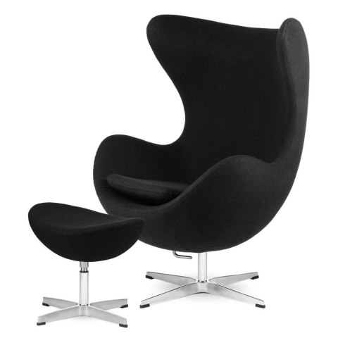 Fotel Egg Chair Treviso Premium Czarny Kaszmir - luksusowy fotel do salonu i biura