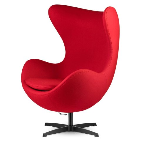 Kaszmirowy Fotel Egg Chair Treviso Premium Czerwony - obrotowy fotel do relaksu na czarnej podstawie