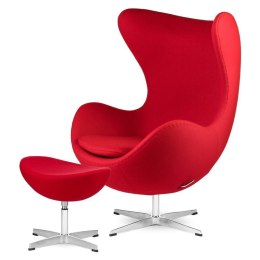 Fotel Wypoczynkowy Egg Chair Treviso Premium Czerwony Kaszmir - - luksusowy i ergonomiczny