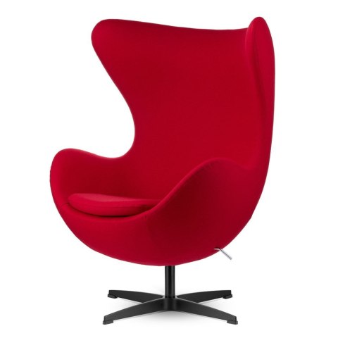 Fotel Egg Czerwony Kaszmir Treviso - obrotowy fotel wypoczynkowy z funkcją bujania, podstawa czarna