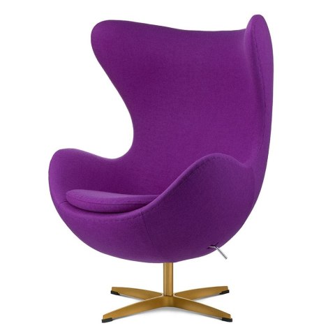 Fotel Egg Treviso Kaszmir Fioletowy - Złota Podstawa, Elegancki Bujany Mebel