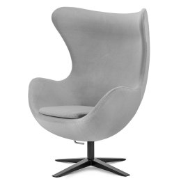Fotel Egg Chair Treviso jasnoszary do czytania i relaksu, designerski obrotowy i bujany