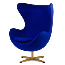 Fotel Egg Jajo Premium Granatowy Kaszmir Treviso obrotowy i bujany na złotej podstawie
