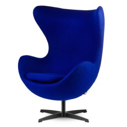 Nowoczesny Fotel Jajo Egg Treviso Niebieski - Kaszmir, Czarna Podstawa, Komfort do Salonu