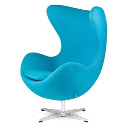 Stylowy Fotel Egg Premium Treviso Jasnoniebieski - kaszmirowy, srebrna podstawa, funkcja bujania