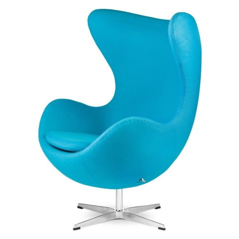 Stylowy Fotel Egg Premium Treviso Jasnoniebieski - kaszmirowy, srebrna podstawa, funkcja bujania