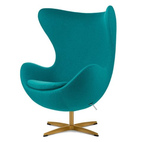 Designerski fotel Egg Jajo Treviso kaszmir butelkowy obrotowy i bujany do salonu, złota podstawa