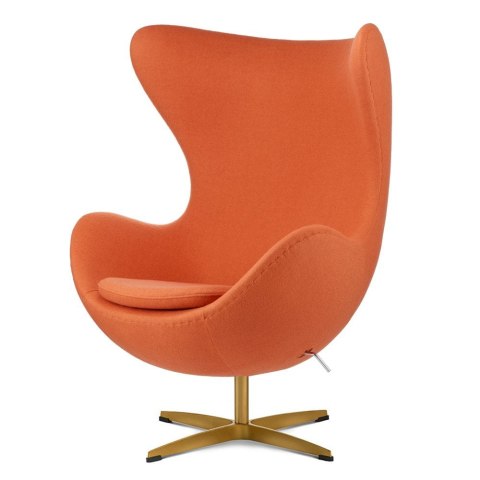 Fotel Egg Jajo Premium Kaszmir Ciemnopomarańczowy, Złota Podstawa