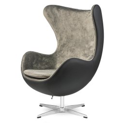 Fotel Egg Jajo Premium Treviso skóra ekologiczna obrotowy z funkcją bujania Szarobeżowy / czarna ekoskóra Szarobeżowy / czarna e