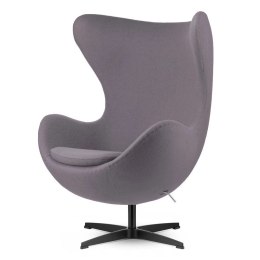 Fotel Egg Premium kaszmir Szarofioletowy czarna podstawa — elegancki fotel do wnętrz nowoczesnych