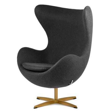 Fotel Egg Jajo Ciemnoszary Premium - elegancki fotel wypoczynkowy na złotej podstawie