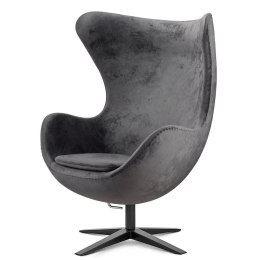Designerski fotel Egg Premium Velvet Treviso szary, obrotowy do salonu