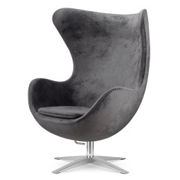 Stylowy fotel Egg Jajo Velvet Treviso szary - welur premium, funkcja bujania