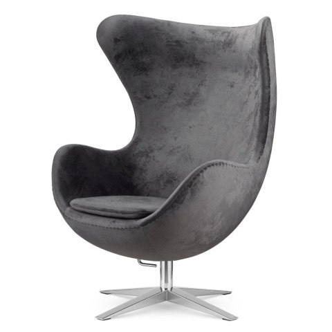 Stylowy fotel Egg Jajo Velvet Treviso szary - welur premium, funkcja bujania