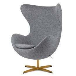 Fotel wypoczynkowy Egg Jajo Premium Szary Kaszmir do salonu - złota podstawa
