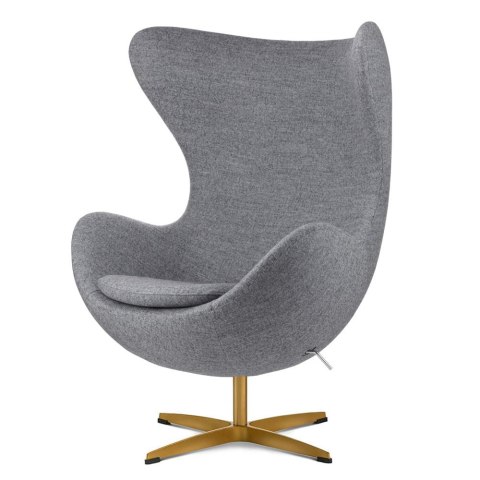 Fotel wypoczynkowy Egg Jajo Premium Szary Kaszmir do salonu - złota podstawa