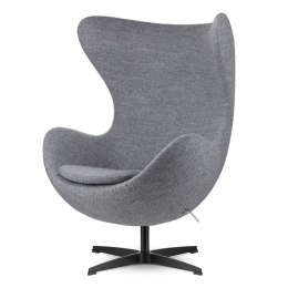 Fotel Egg Premium Szary (#85) kaszmir czarna podstawa — luksusowy fotel designerski