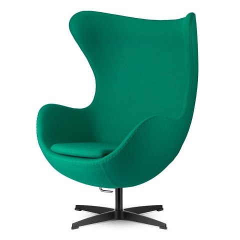 Designerski Fotel Egg Zielony Kaszmir Treviso - ekskluzywny bujany obrotowy, czarna podstawa