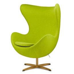 Treviso Egg Chair Kaszmir Zielony - fotel obrotowy z funkcją bujania i złotą podstawą