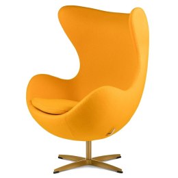 Treviso Egg Jajo Premium Kaszmir - fotel pomarańczowożółty obrotowy i bujany do domu, biura i loftu na złotej podstawie