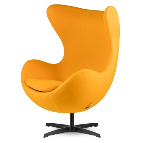 Fotel Egg Jajo Premium Kaszmir Treviso obrotowy z funkcją bujania Żółty (#75) Czarna standardowa Żółty (#75)