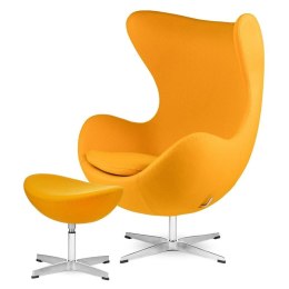Kaszmirowy Fotel Egg Treviso Premium Żółty - designerski fotel obrotowy