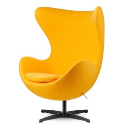 Fotel Jajo Egg Premium kaszmir Jasnożółty - designerski bujany obrotowy, czarna podstawa