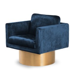 Fotel Glam Velvet Granatowy do salonu - luksusowy fotel wypoczynkowy z pikowaniem i złotymi detalami