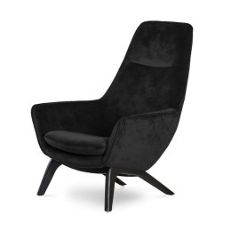 Elegancki fotel Orebro Velvet - czarny, designerski fotel wypoczynkowy w stylu skandynawskim