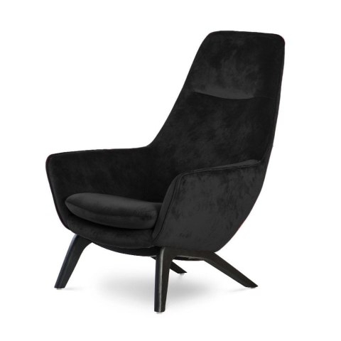 Elegancki fotel Orebro Velvet - czarny, designerski fotel wypoczynkowy w stylu skandynawskim