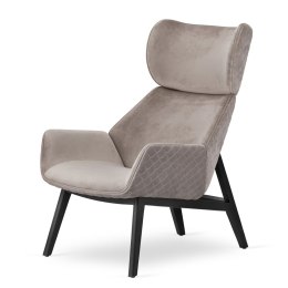 Fotel Serio Velvet chłodny beż - przytulny fotel do salonu i kącika czytelniczego