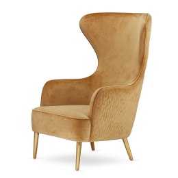 Fotel salonowy Sigal miodowy velvet wypoczynkowy - elegancki uszak glamour