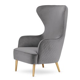 Fotel salonowy Sigal szary - elegancki uszak velvet w stylu nowoczesnym