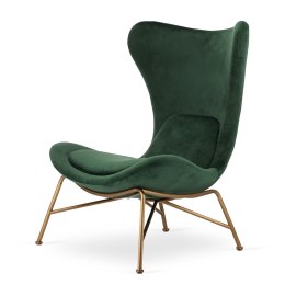Fotel dekoracyjny Varde velvet butelkowy 5187-51, złota podstawa, elegancja i komfort