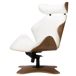 Fotel biały Viterno skóra bydlęca - obrotowy Lounge Chair z ergonomicznym siedziskiem