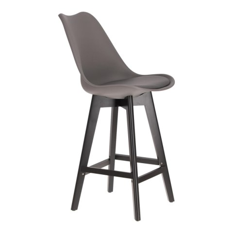 Stołek barowy Norden wood black low PP ciemny szary