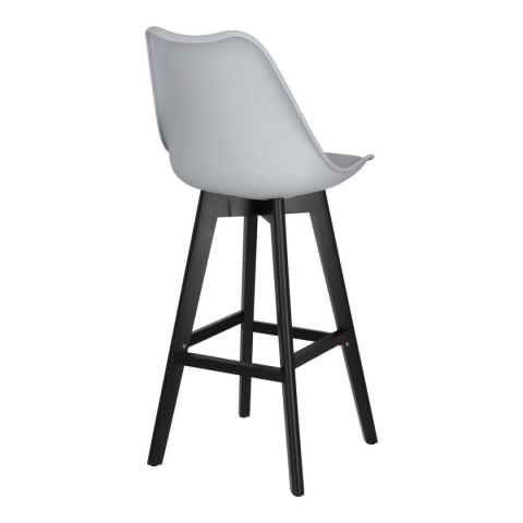 Stołek barowy Norden wood black high PP szary