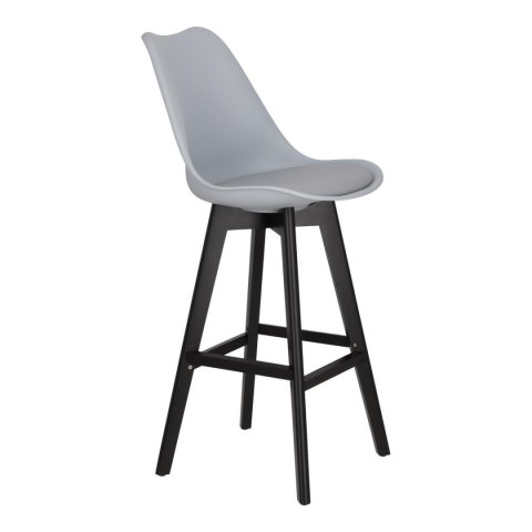 Stołek barowy Norden wood black high PP szary