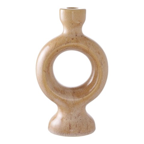 Świecznik ceramiczny brązowy okrągły
