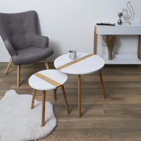 Zestaw 2 stolików kawowych Paraiba biały/naturalny