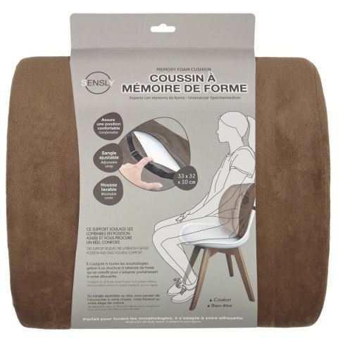 Poduszka ergonomiczna Sensly na oparcie krzesła brązowa